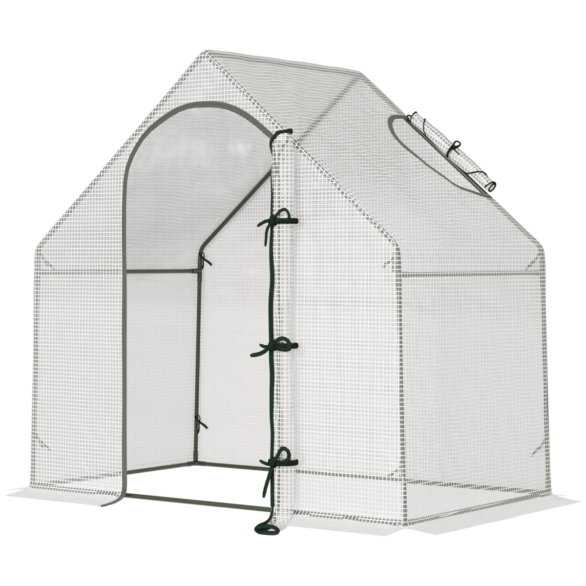Walk-In Greenhouse Vegetable Plant Window Roll-Up 180 x 100 x 165cm, White
