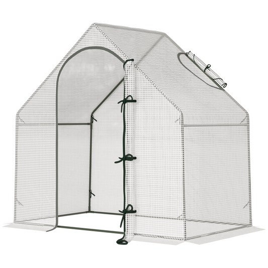Walk-In Greenhouse Vegetable Plant Window Roll-Up 180 x 100 x 165cm, White
