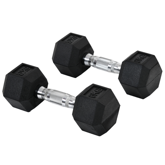 Hexagonal Dumbbells Kit Weight Lifting Exercise for Home Fitness 2x6kg HOMCOM