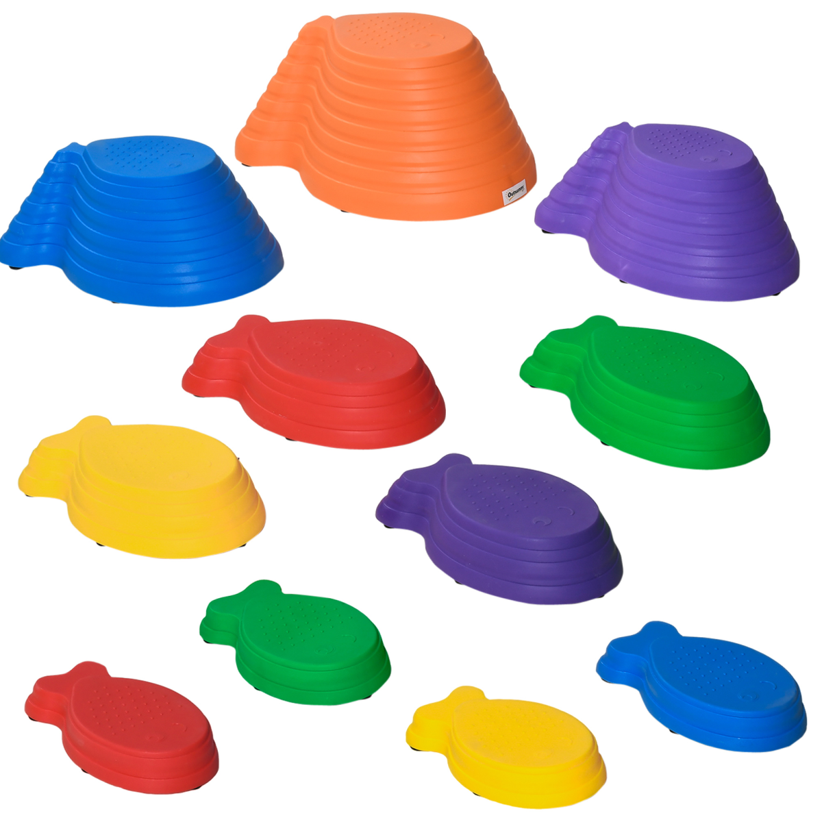 Fish Shaped Balance Stepping Stones for Kids - Multicoloured 11-Piece