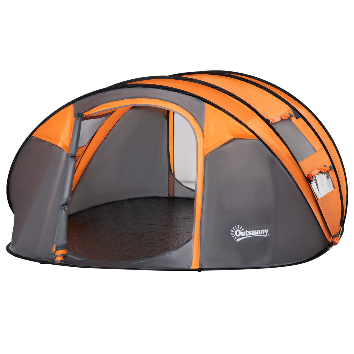 Camping Tent Dome Pop-up Tent  with Windows for 4-5 Person Orange
