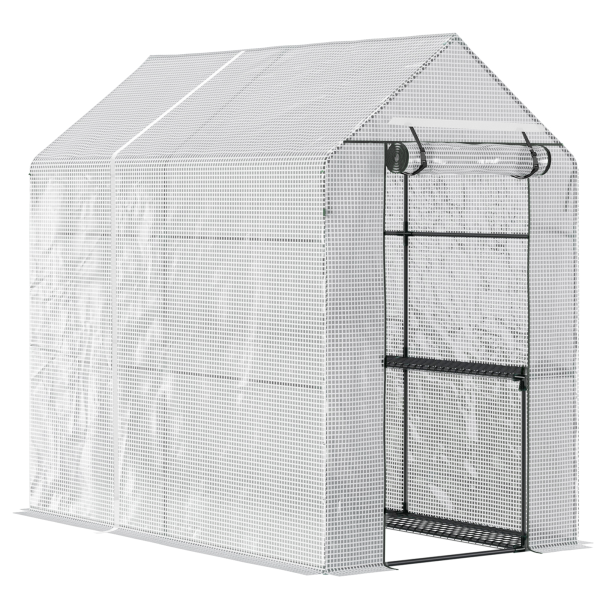 Walk in Garden Greenhouse with Shelves Steeple 186Lx120Wx190Hcm White