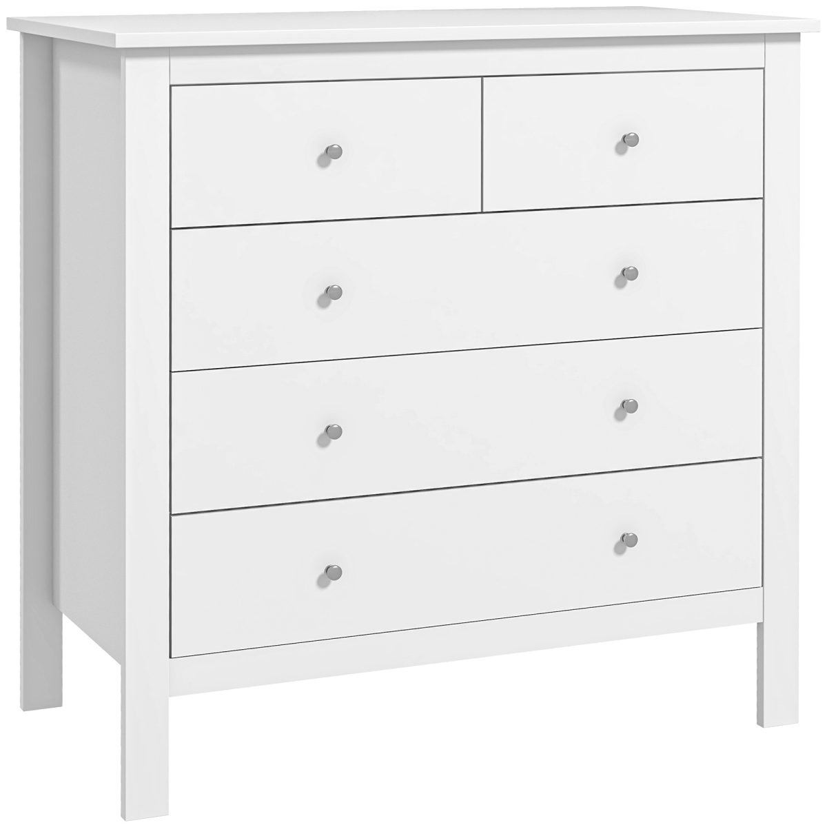 Modern Chest of Drawers, 5 Drawer Storage Cabinet White