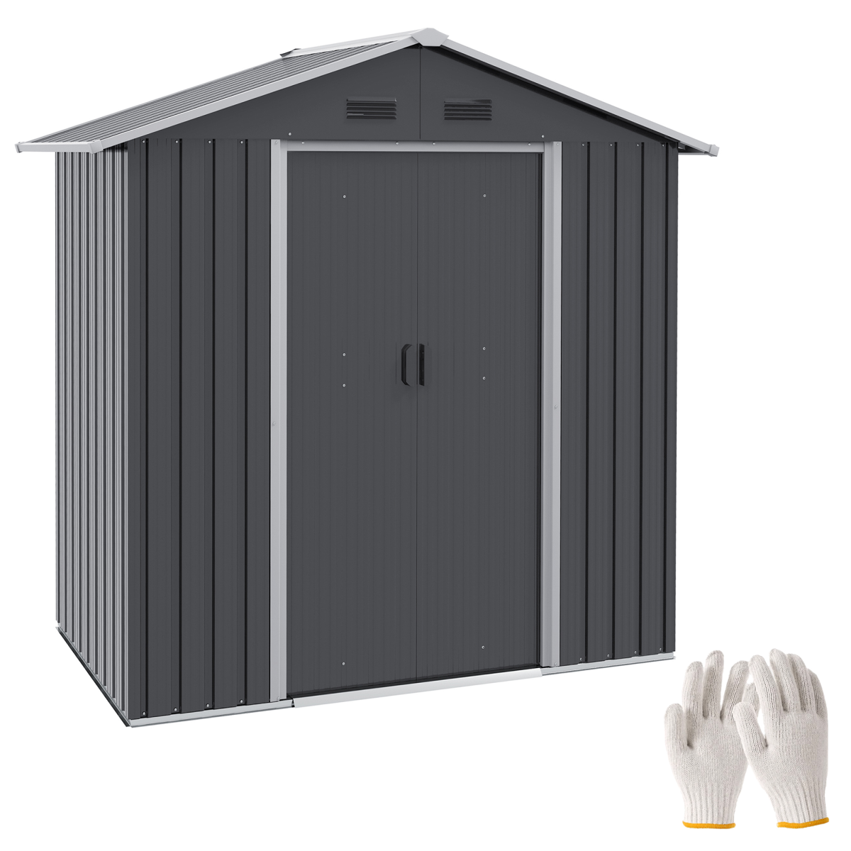 Metal Garden Shed for Garden and Outdoor Storage, Dark Grey 6.5x3.5ft