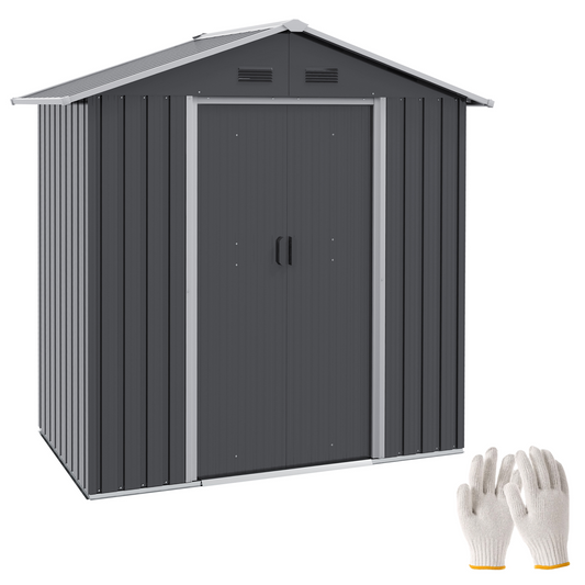 Metal Garden Shed for Garden and Outdoor Storage, Dark Grey 6.5x3.5ft