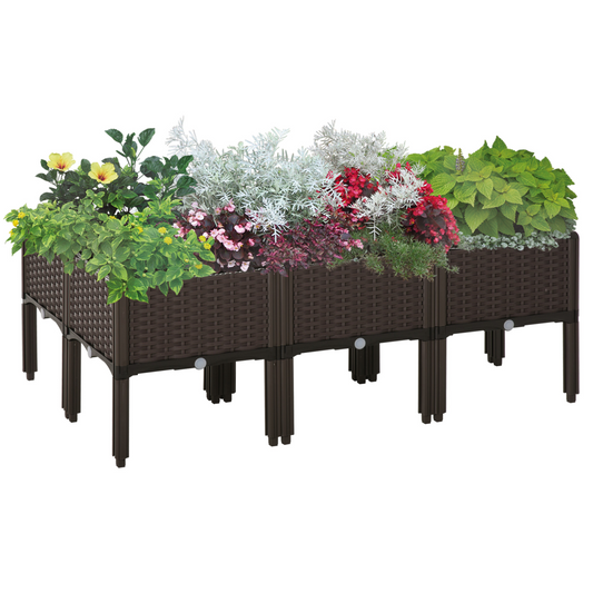 6-pcs  Raised Flower Bed Stackable Vegetable Herb Box with Drainage Holes