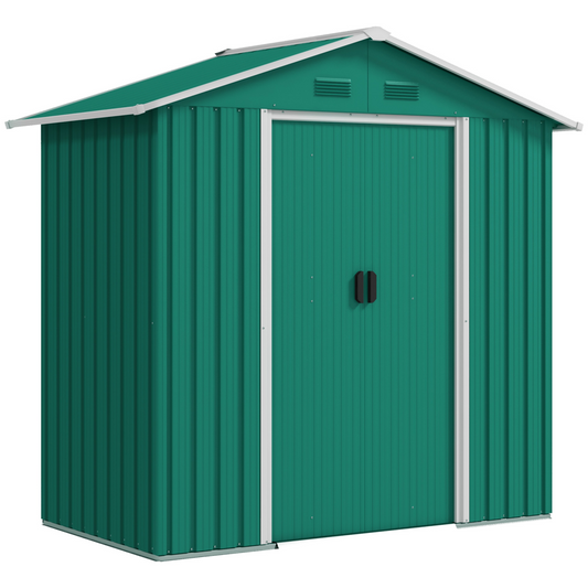 Metal Garden Shed for Garden and Outdoor Storage, Green 6.5x3.5ft
