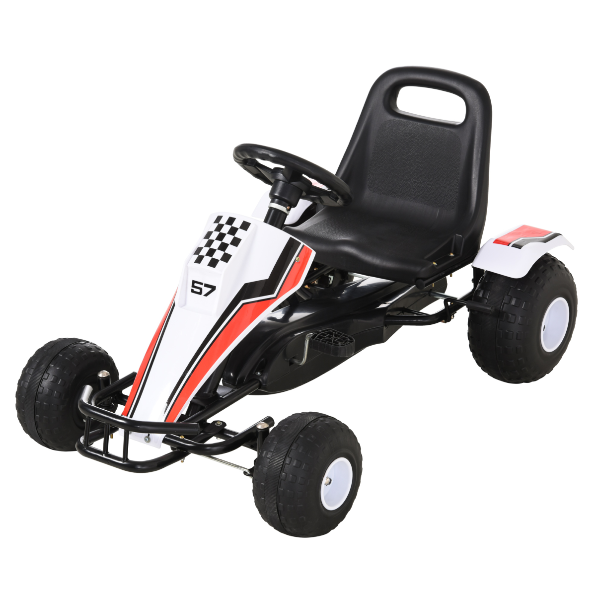 Child's Racing-Style Pedal Go Kart w/ Brake Gears Steering Wheel Seat