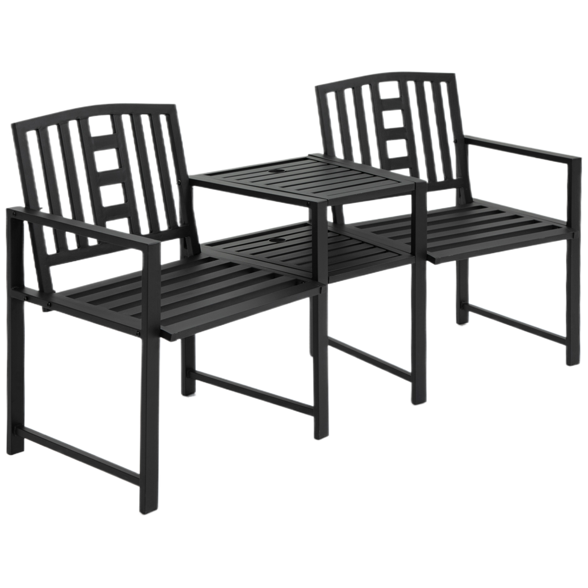 Garden Chair Bench Loveseats w/Coffee Table Slatted Design Patio Yard 2 Seat