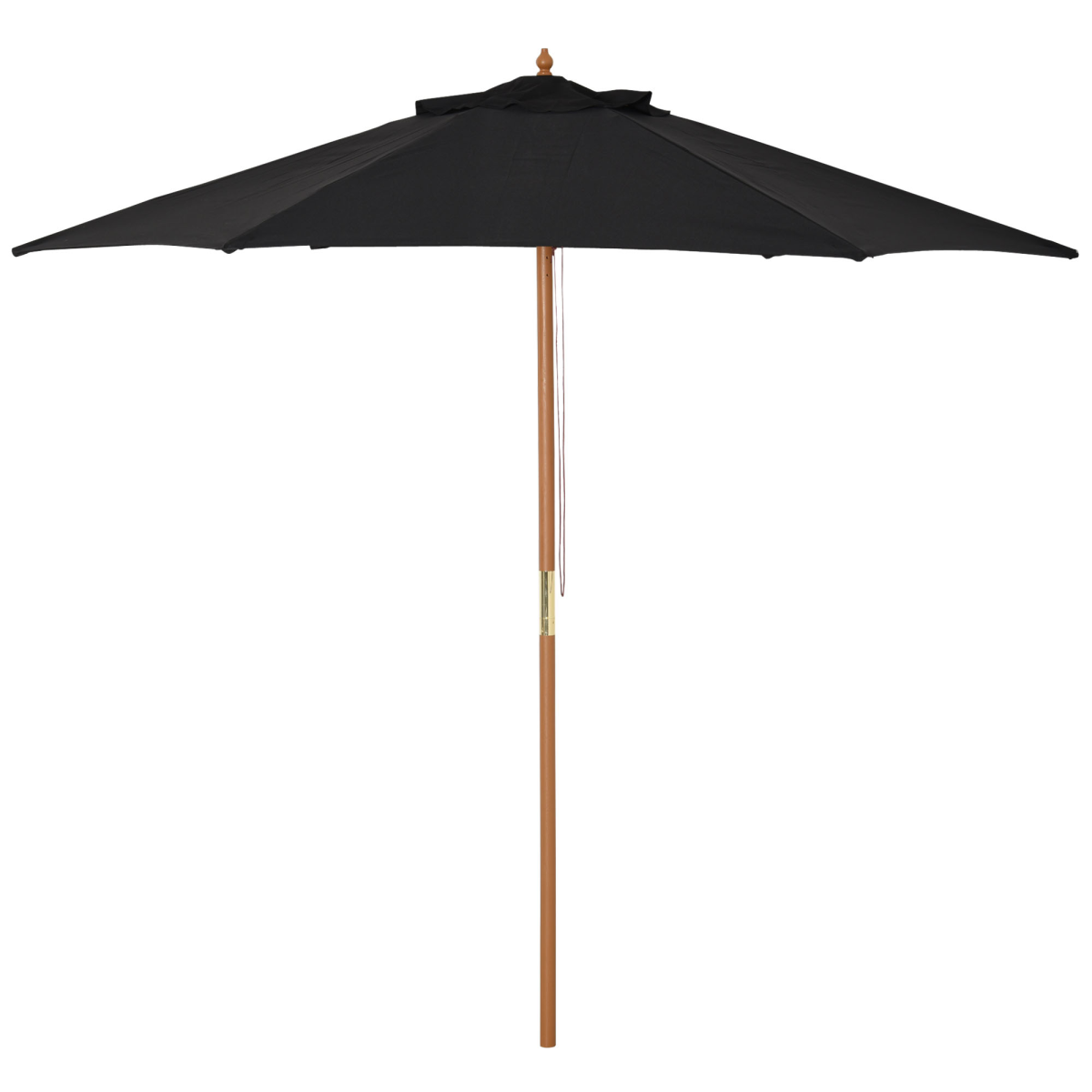 Wood Garden Parasol Sun Shade Patio Outdoor Wooden Umbrella Canopy Black 2.5m