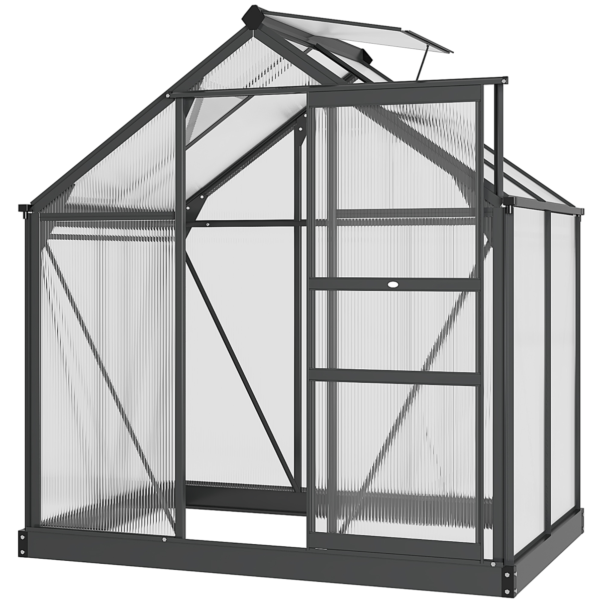 Polycarbonate Walk-In Garden Greenhouse Aluminium Frame w/ Slide Door 6 x 4ft