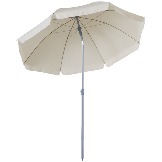 2.2M Tilt Beach Umbrella Parasol-Cream White