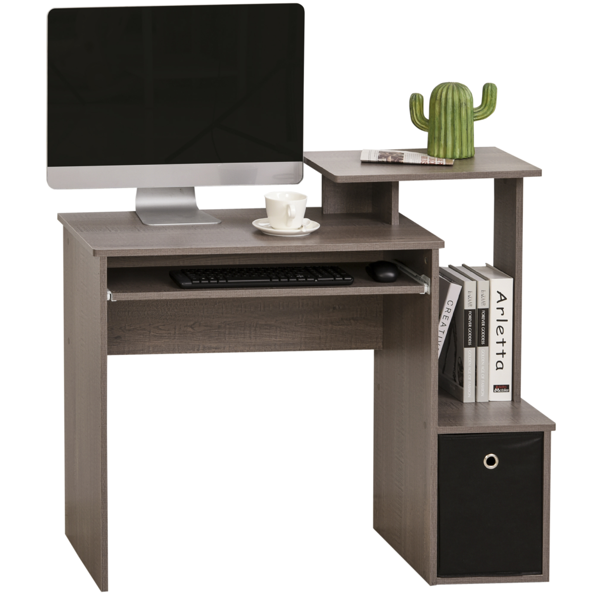 Computer Desk with Sliding Keyboard Tray Storage Drawer Shelf