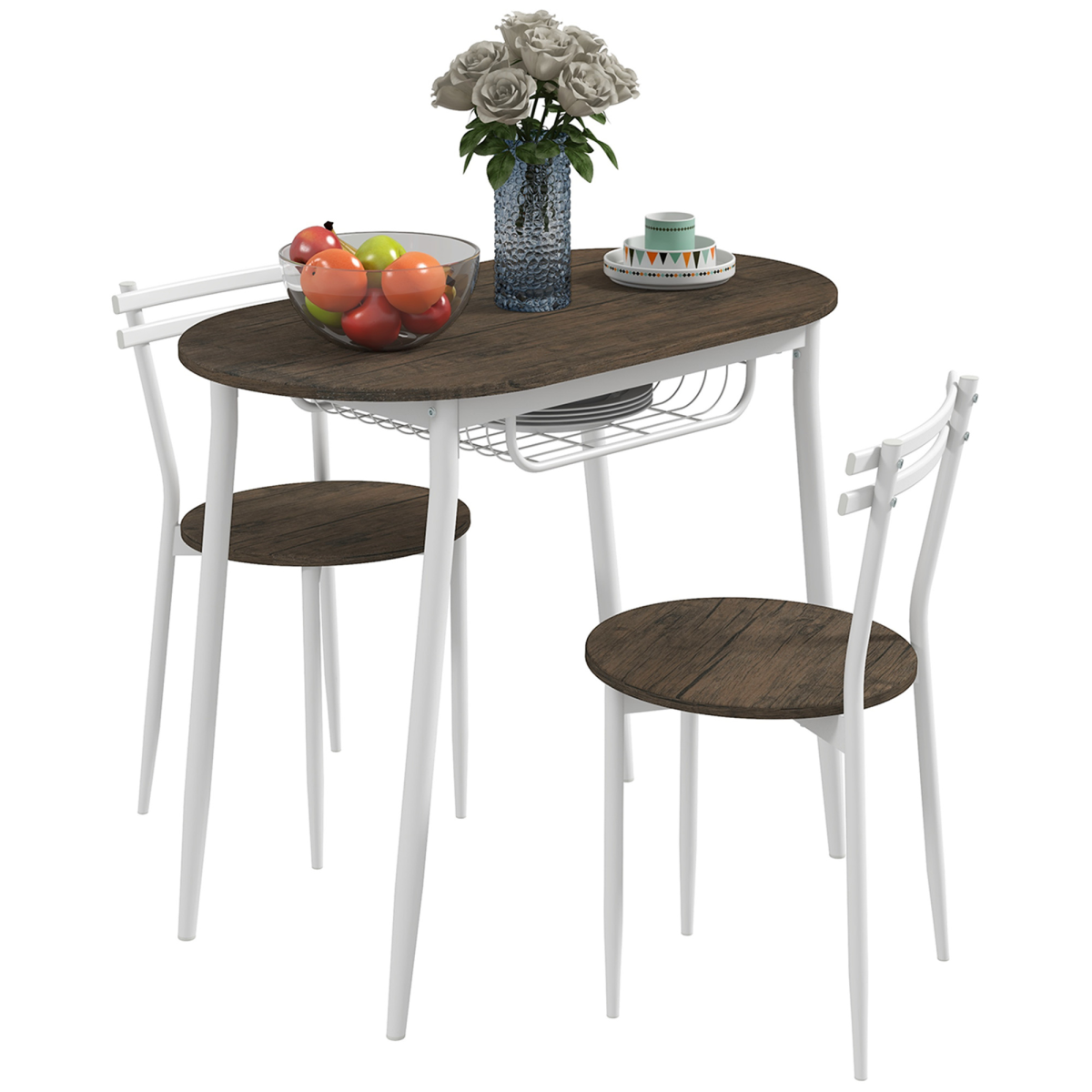 Dining Table and Chairs Set Oval with 2 Chairs