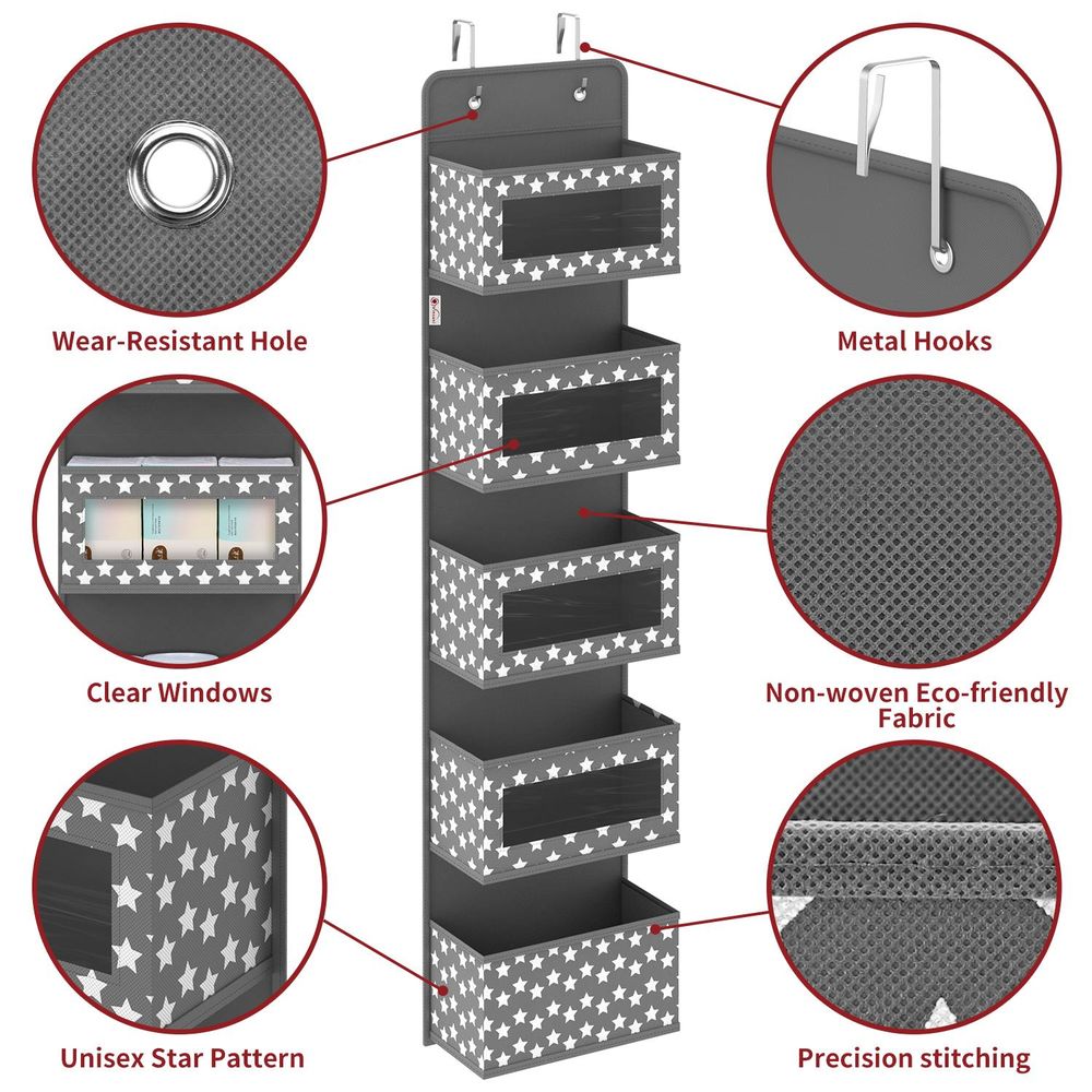 VINSANI 5TIER DGREY HANGING ORGANISER 1010283
