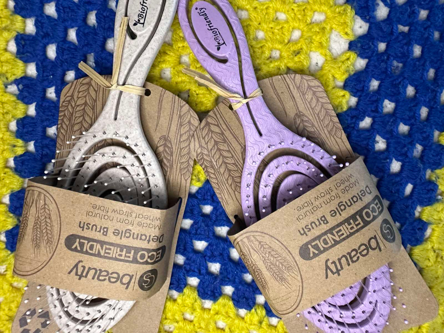 Detangle Hair Brush 2 Pack, Eco Friendly Colours Pink & Oatmeal By CS Beauty